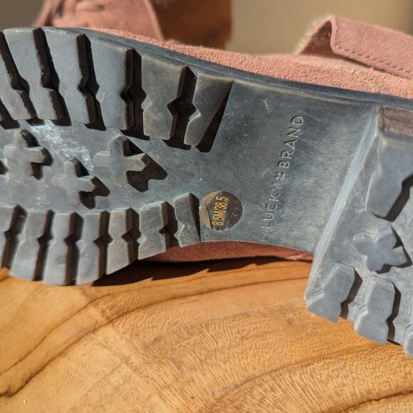 Lucky Brand suede lace up combat boot camel 8.5 - Picture 2 of 5